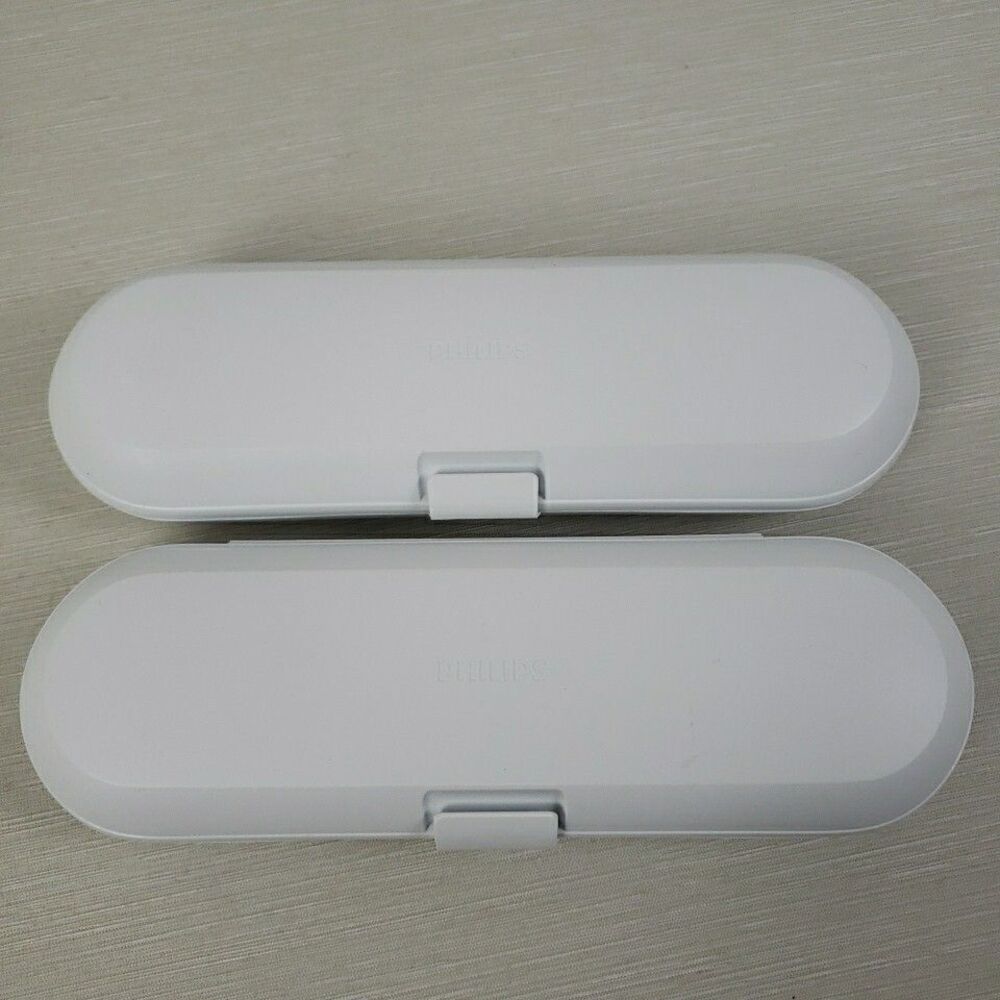 Phillips Electric Toothbrush Travel Case Set of 2 White Hard Plastic Hygiene